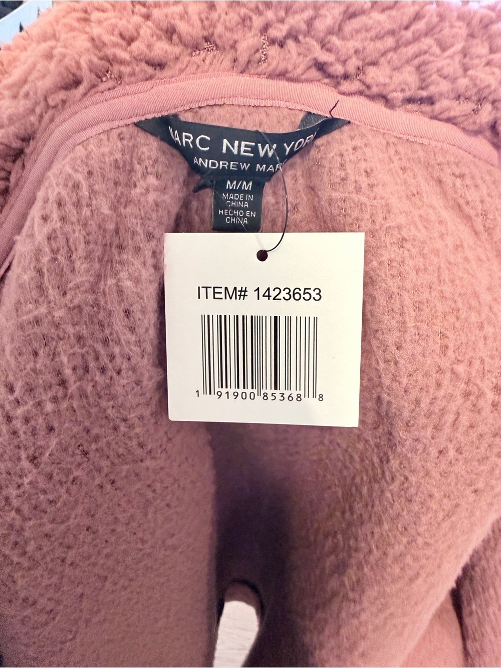 Marc New York Plush Sherpa Zip Hoodie - Mauve Pink - Picture 6 of 7